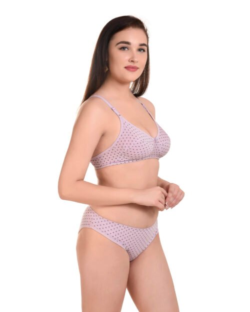 Urban Set Ultra Soft Printed Lingerie Set for Women – Non-Padded Full Coverage Bra with Matching Hipster Panty