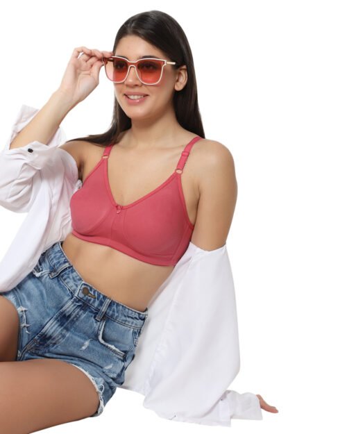 Seamless Lightly Padded Full Coverage Cotton Blend Bra – Non-Wired Support for Girls and Women